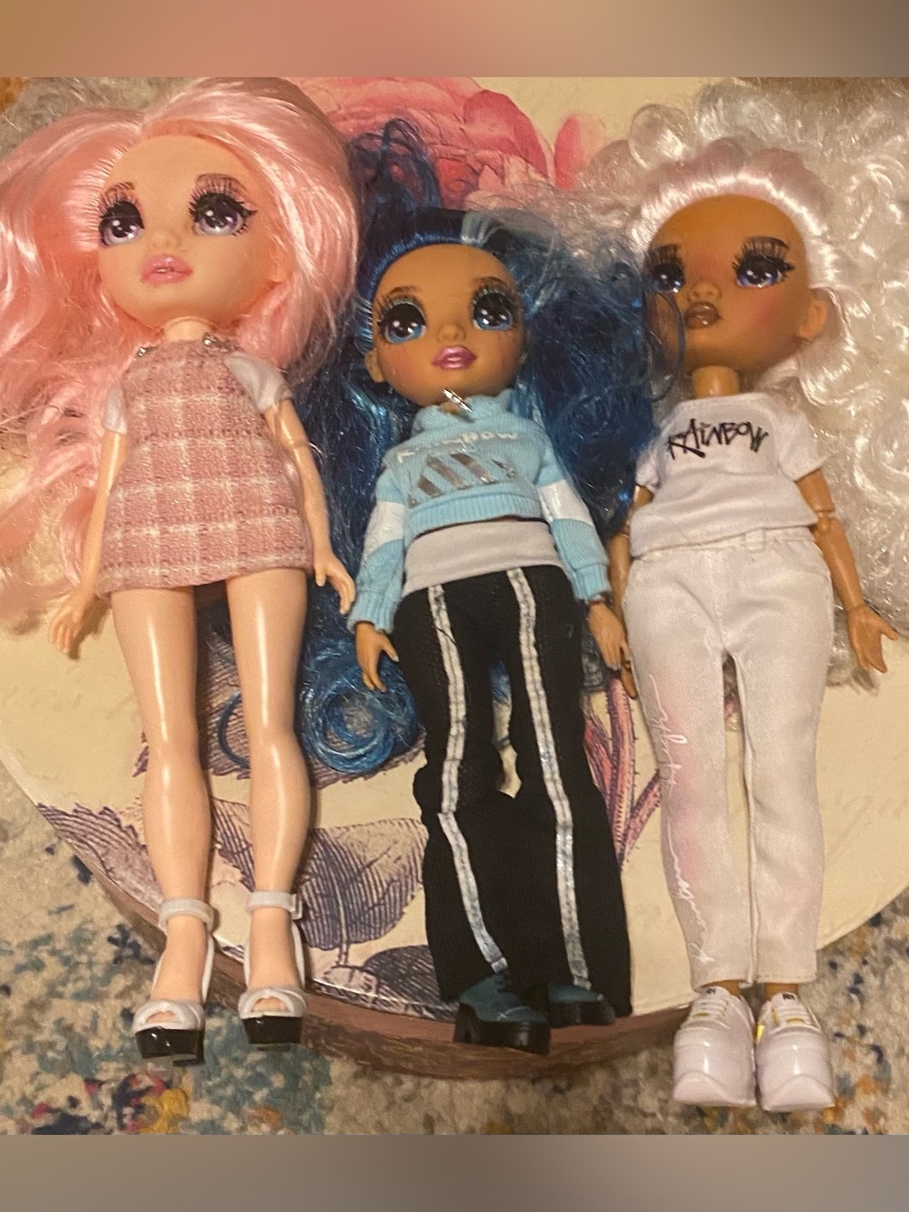 Rainbow High Doll Lot 3 Pc Bundle Color Create Purple Eyes Bella Parker Skyler
